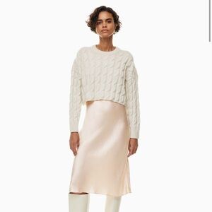 Aritzia Babaton Slip Satin Midi Skirt in Denude